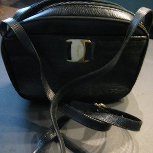 Ferragamo Black Pebble Leather